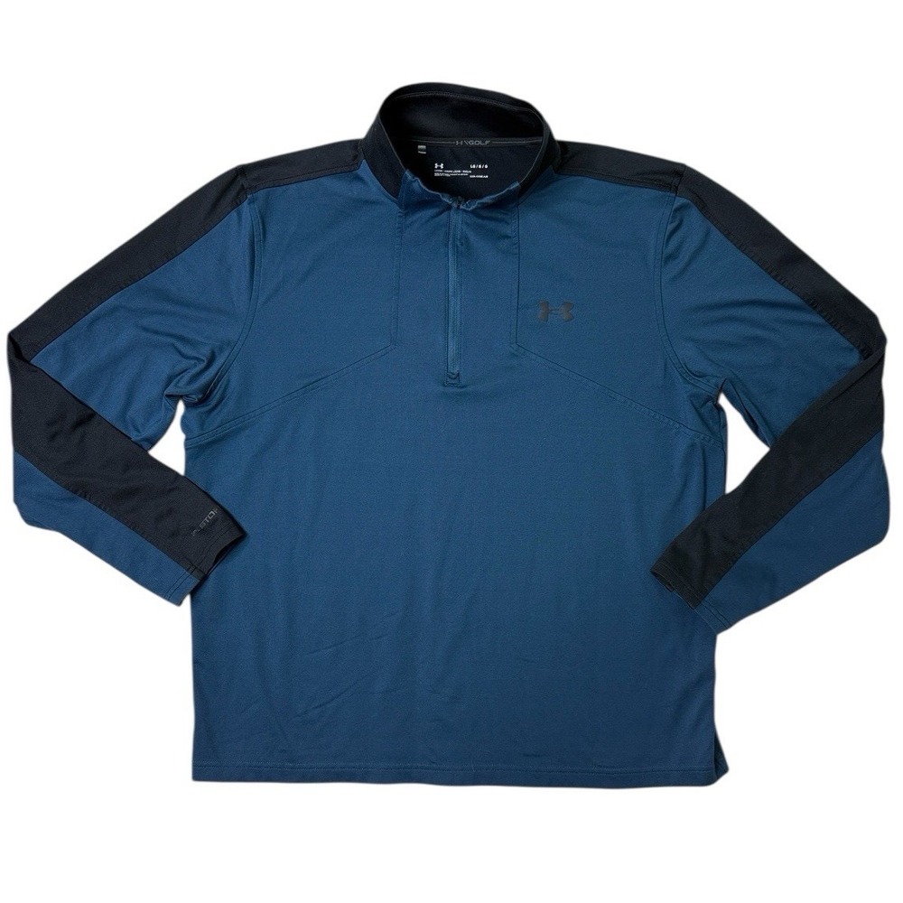 Under Armour Mens Sweatshirt Fleece‎ Lined 1/4 Zip Coldgear Golf Blue Large